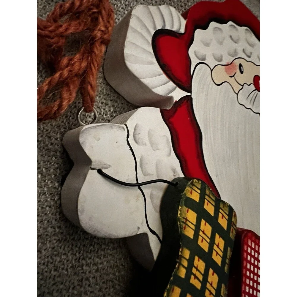 Christmas Wood Wall Door Hanging Sign vintage 1990s merry santa stockings 16
